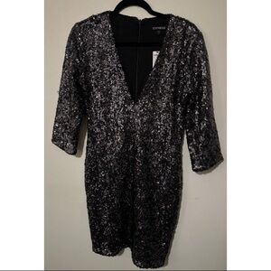 Express Sequin 3/4 Sleeve Short Dress Size 8 ~ New Year’s / Holiday / Christmas